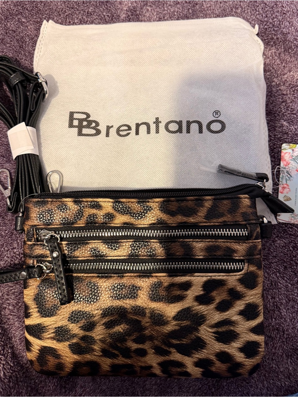 Brentano Leopard Print Crossbody Bag - Brown/Black